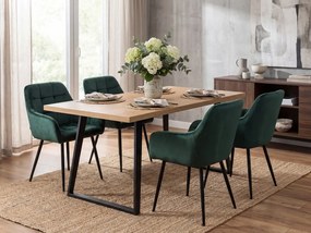 Tmavozelené jedálenské kreslo MARLEN VELVET s čiernymi nohami