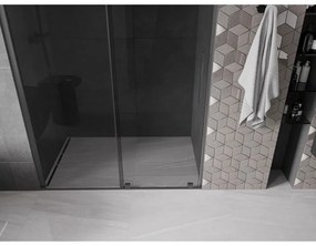 Mexen Velar, posuvné sprchové dvere do otvoru 160 cm, 8mm šedé sklo, brúsený grafit, 871-160-000-41-95