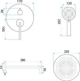 Rea Grace, podomietkový sprchový set s boxom, zlatá matná, REA-P4405