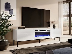 TV stolík Koda 200, Farby: biely / biely lesk + čierny, Krb: biely