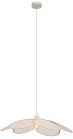 Japandi závesná lampa krémová s ľanovým tienidlom - Aisha
