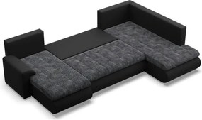 Sedacia súprava FORESTA v tvare U, pravá popolová / čierna