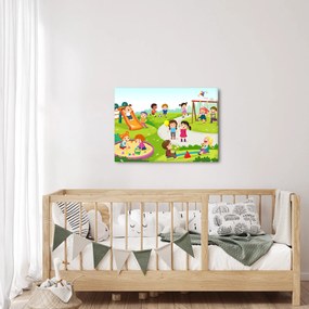 Obraz detských radovánok na pieskovisku (70x50 cm)