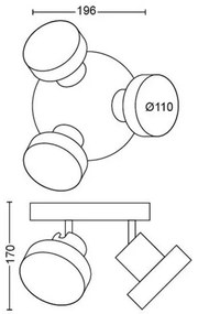 Philips 50603/31/P0 - LED Bodové svietidlo BUKKO 3xLED/4,5W/230V