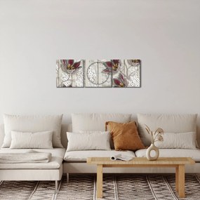 Obraz - Dekoratívne kvety (s hodinami) (90x30 cm)