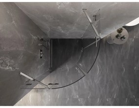 Mexen Lunar, polkruhový výklopný sprchový kút 80 x 80 cm, 8mm číre sklo, chrómový profil, 833-080L-080P-01-00