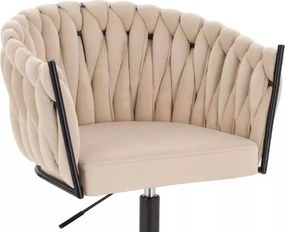 LuxuryForm DESIGN Barová stolička NORDEN VELUR na čiernej hranatej podstave - krémová