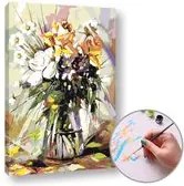 Maľovanie podľa čísel LÚČNE KVETY VO VÁZE  – stredná náročnosť