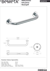 Bemeta Design OMEGA: Madlo, 300 mm - 102307012