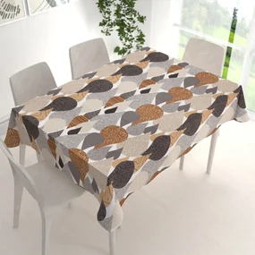 Biante Bavlnený obdĺžnikový obrus Sandra SA-507 Hnedo-sivé kvapky s ornamentami 120x200 cm