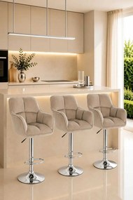 LuxuryForm DESIGN Barová stolička AMALFI VELUR na striebornom tanieri - latte