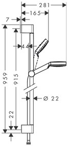 Hansgrohe Crometta, sprchová sada 1jet so sprchovou tyčou 90 cm, biela/chrómová, HAN-26537400