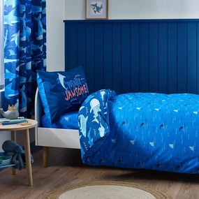 Modré detské obliečky na jednolôžko 135x200 cm Jawsome Shark – Catherine Lansfield