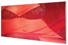 Obraz na skle Žena v červenom tylu 120x60 cm