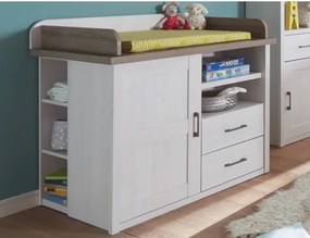 Komoda + prebaľovací pult + regál Luca, dub/bielená pínia%