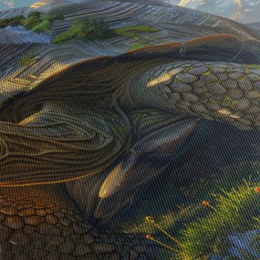 Obraz - Korytnačka a horská krajina (120x50 cm)