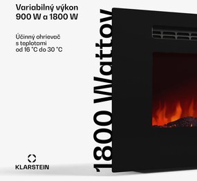 Klarstein Galeras Smart Inteligentný elektrický krb, 2 nastavenia teploty, 16 - 30°| LED ilúzia plameňa, Možnosť pripojenia k IOT