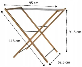 Erga Aurora Line, drevený vešiak na sušenie bielizne 95x62,5x90 cm na postavenie, hnedá-čierna, ERG-SEP-1003SEPSULUNA