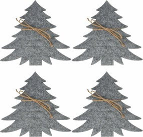 Vrecko na príbory X-Mas Tree sivá, sada 4 ks