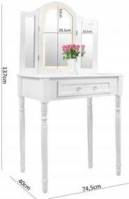 Luxusný toaletný stolík v bielej farbe s praktickým LED osvetlením