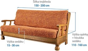 Bielastické poťahy GRAFITI NOVÉ tehlové trojkreslo s drevenými rúčkami (š. 150 - 200 cm)