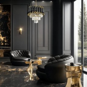 Luster na reťazi CRISTAL 5xE14/40W/230V zlatá/čierna