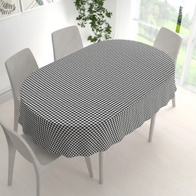 Biante Bavlnený oválny obrus Sandra SA-060 Čierno-biele kocky 120x200 cm