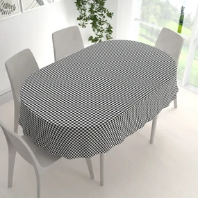 Biante Bavlnený oválny obrus Sandra SA-060 Čierno-biele kocky 100x140 cm