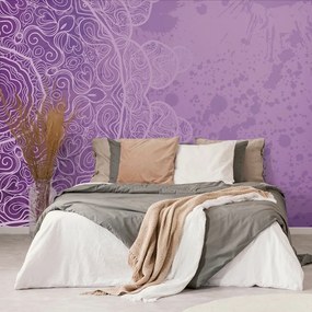 Samolepiaca tapeta fialová arabeska na abstraktnom pozadí - 450x300