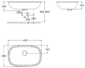 GROHE 39216000 - Umývadlo na dosku EUROSTYLE 500 × 380 mm keramika/biela