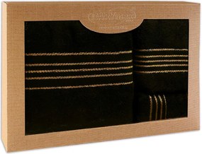 BAVLNENÉ UTERÁKY TIWANO SADA 1 KS 30X50 CM, 1 KS 50X90 CM, 1 KS 70X140 CM ČIERNA