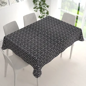 Biante Detský bavlnený obdĺžnikový obrus Sandra SA-306 Biele obláčiky na čiernom 140x160 cm