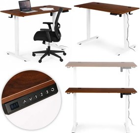 Elektrický výškovo nastaviteľný pracovný stôl s bielymi nohami - 120 x 60 cm