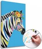 Maľovanie podľa čísel FAREBNÁ ZEBRA – nízka náročnosť 40x60  cm