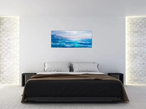 Obraz - Olejomaľba mora s čajkami (120x50 cm)