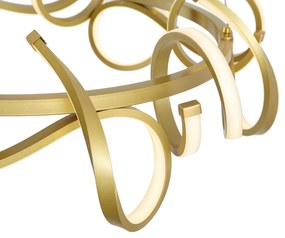 Dizajnové závesné svietidlo zlaté okrúhle s 3-stupňovým stmievaním - Krisscross