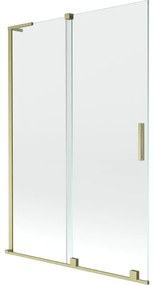Mexen Velar L, 2-krídlová posuvná vaňová zástena 120 x 150 cm, 8mm číre sklo, zlatý matný profil, 896-120-003-01-55