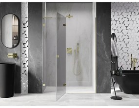 Mexen, Mexen Lunar L Otočné ľavé sprchové dvere 130 cm, transparentné, zlaté - 834L-130-000-50-00-L