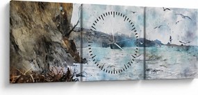 Obraz - Útes, akvarel (s hodinami) (90x30 cm)
