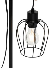 Rustikálna stolná lampa čierna s drevom - Stronk