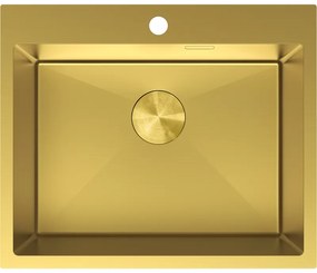 Mexen Solix, 1-komorový nerezový drez 600 x 500 mm, brúsená zlatá, 6408601000-55
