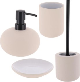 Sada kúpeľňových doplnkov Niva, béžová/s čiernymi prvkami
