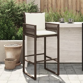 Záhradné barové stoličky s vankúšmi 2 ks hnedé polyratan 368706