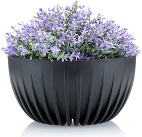 PLASTOVÝ KVETINÁČ STRIPPED ECO SADA 2KS 16X30 CM+15X24 CM ČIERNA