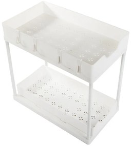 VERK GROUP Výsuvná polička s 2 zásuvkami, biely plast 36 x 40 x 22 cm SEAS