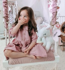 Vintage drevená hojdačka púdrová 60/75 cm - 75 cm