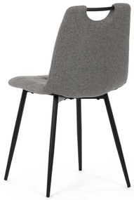 Autronic - Židle jídelní, madlo, snadno čistitelná šedá látka, černý matný lak, kovové nohy - DCL-V2017 GREY2 AKCE
