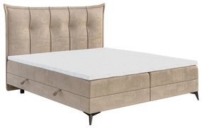 Manželská posteľ Boxspring 140 cm Foxtrot (svetlobéžová) (s matracom a úl. priestorom). Akcia -21%. Vlastná spoľahlivá doprava až k Vám domov. 1043366