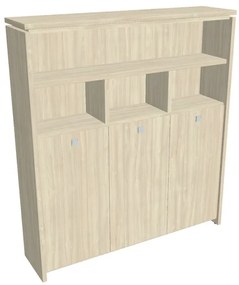 Vysoká šatníková skriňa Verno 188 x 46 x 210 cm, s regálom, agát