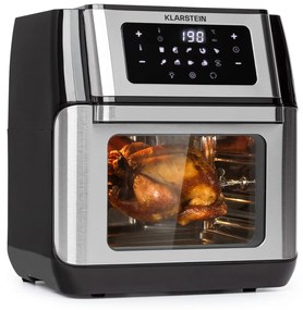 Klarstein AeroVital Fry, teplovzdušná fritéza, 1500 W, 10 l, 9 programov, čierna/strieborná
